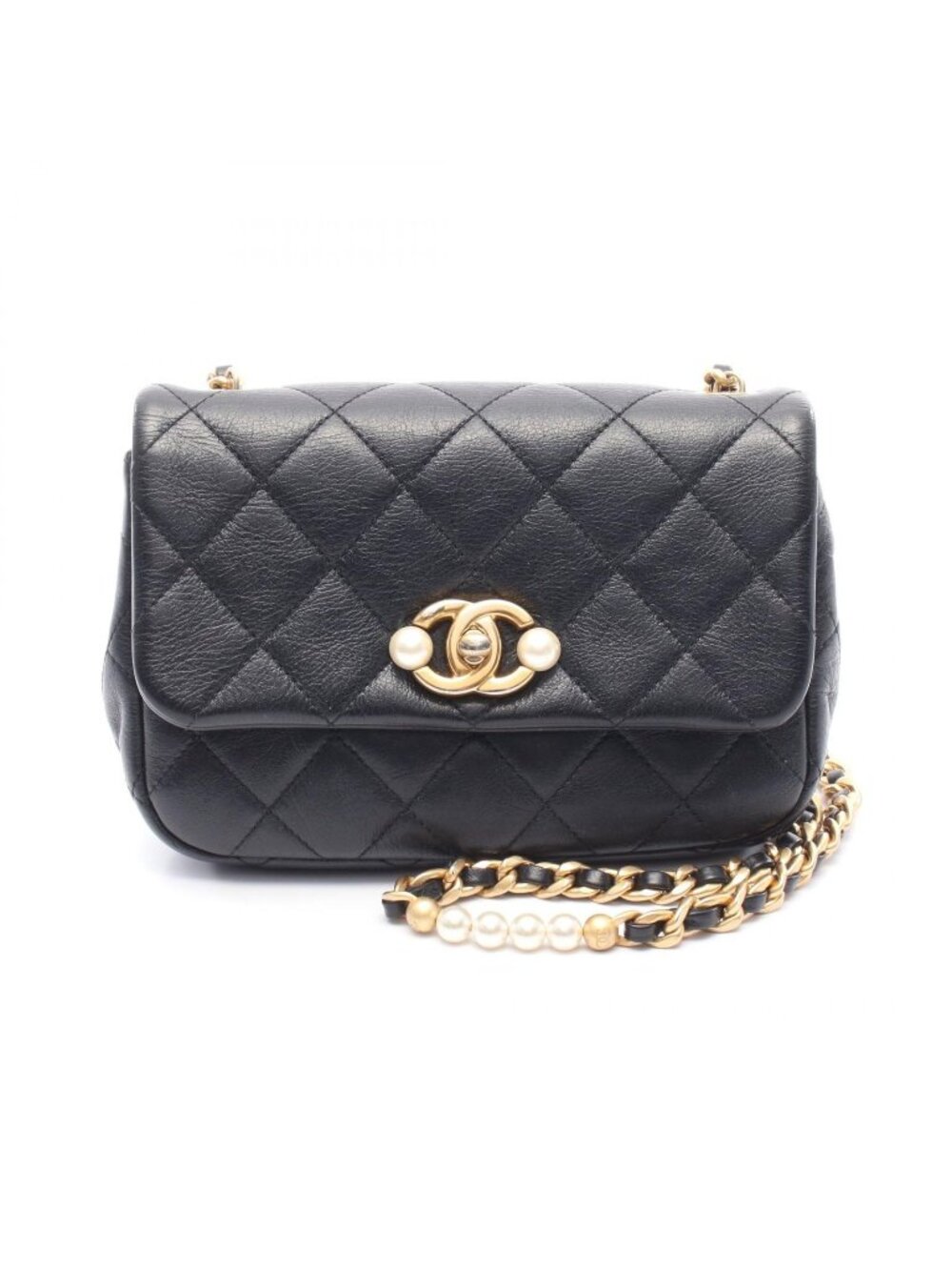 Chanel Shoulder Bag Quilted Black Leather Minimatelasse Che